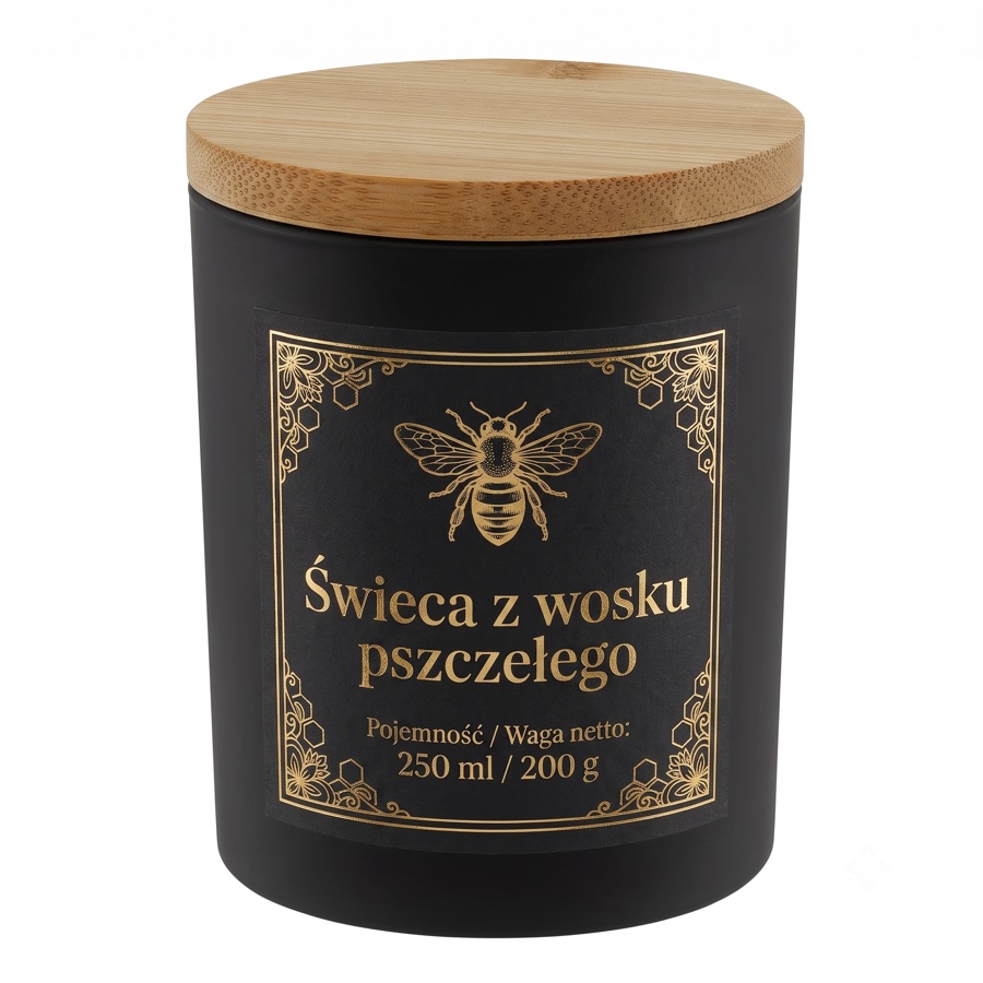 Świeca z wosku pszczelego — Aksamitna Czerń